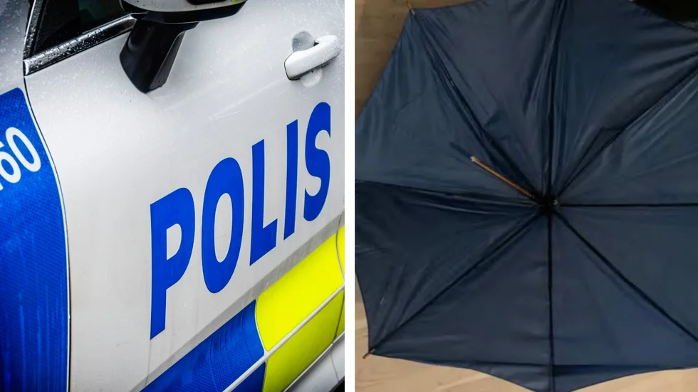 En 42-årig man har åtalats för att bland annat ha misshandlat en man med ett paraply. (Bilden till höger är hämtad ur förundersökningen.) 
