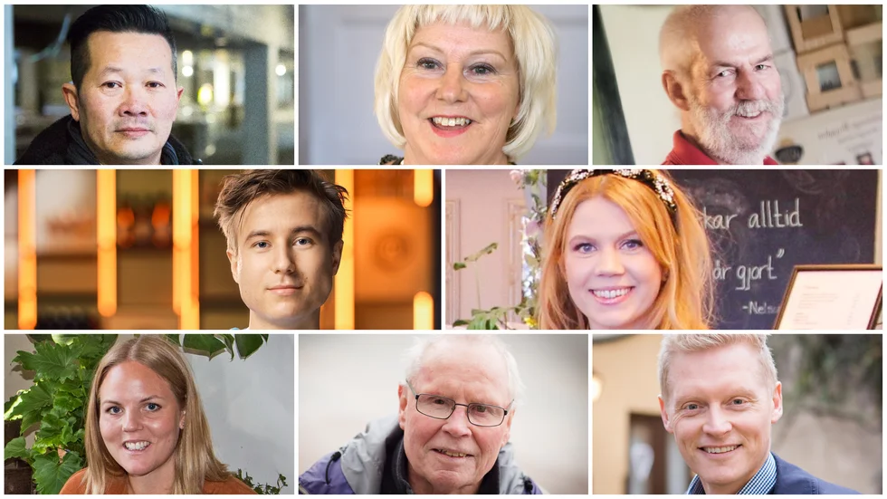 De är nominerade till årets eldsjäl och årets ambassadör. Överst från vänster: Jackie Vu, Birgitta Hammar, Rune Mårtensson, Adam Thulin, Zabina Traneskog, Erica Börjesson, Benni Svensk och Fredrik Ydevall.