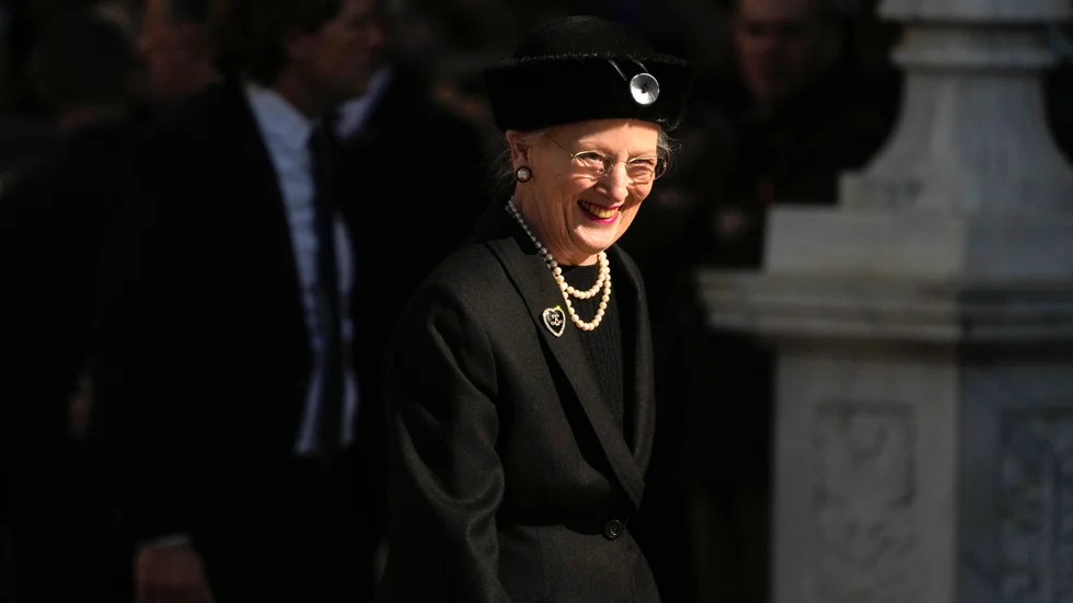 Drottning Margrethe II under begravningen av Greklands exkung Konstantin i januari.