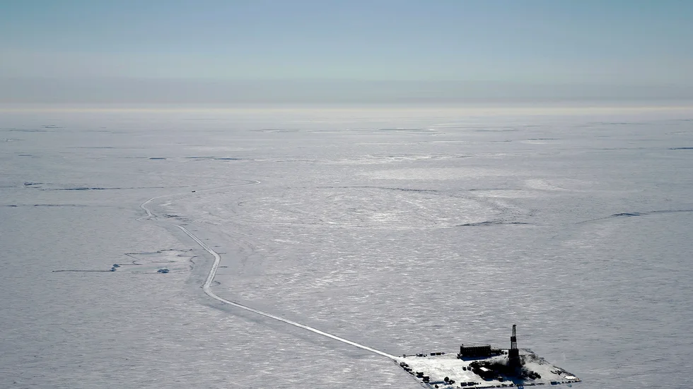 Arkivbild som visar Conoco Phillips lilla provanläggning i området där Willow planeras.