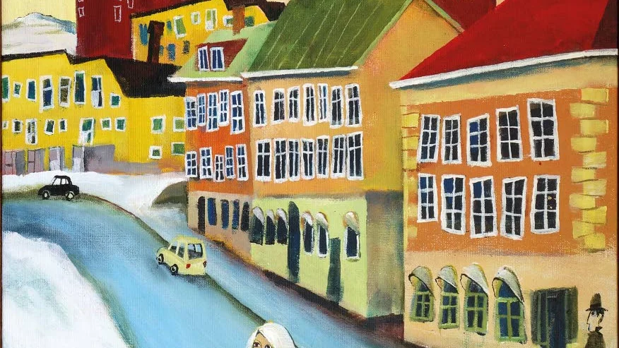 GATUVY. Benny Ekmans målning ”Flickan på Hjalmar Lundbohmsvägen.