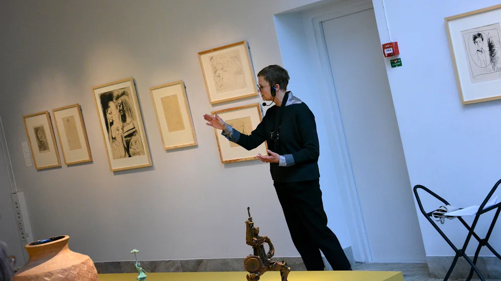 Kristina Arnerud Mejhammar, intendent för samling, arkiv och bibliotek på muséet berättade om Pablo Picasso för ett 30-tal besökare på torsdagen.