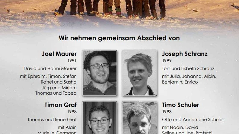 En minnescermoni ska hållas i Adelbodens grannkommun 30 januari och via Adelboden kommuns hemsida har information släppts kring de personer som omkom i olyckan i Masungsbyn. Ett stort antal människor väntas komma till cermonin. Den fruktansvärda olyckan har  uppmärksammats stort i Schweiz och ett helt land har sörjt de unga männen från det lilla samhället Adelboden.