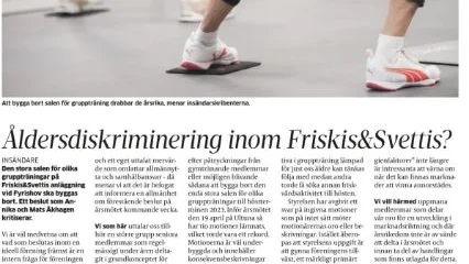 Friskis&Svettis ordförande i Uppsala bemöter en insändare som var införd i UNT 16 april.