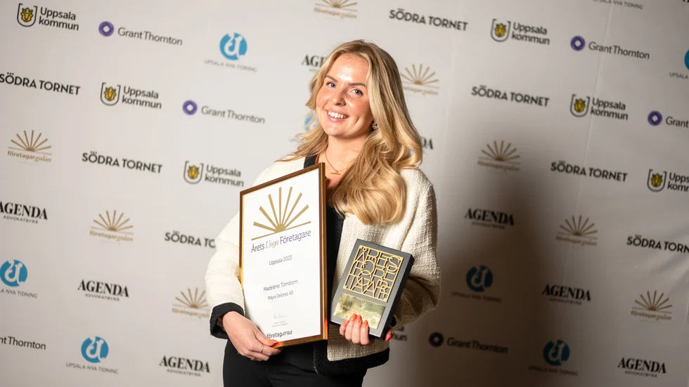 Madelene Törnblom, vd och grundare av Maya Delorez, kammade hem priset som Årets unga företagare 2023.