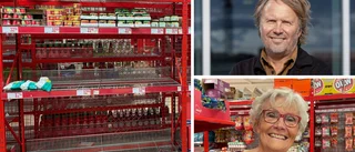 Matbutikens hyllor ekar tomma
