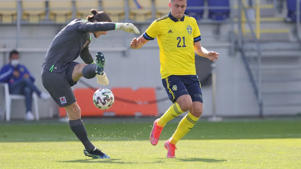 Tim Prica gjorde Sveriges 1–0-mål. Arkivbild.