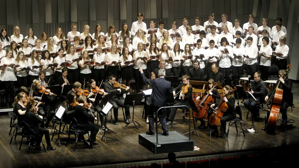 Katedralskolan intar Konserthuset igen. Uppsala Musikklasser framför årligen stora klassiska kompositioner. Bild från tidigare tillfälle.