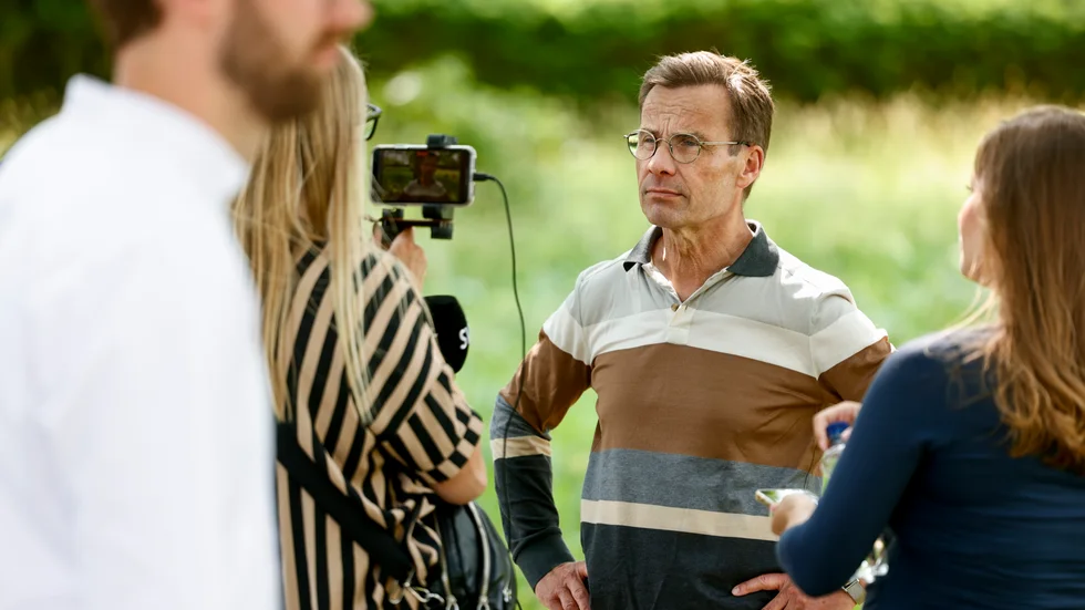 Statsminister Ulf Kristersson (M) träffar media för frågor kring hans möte med USA:s president Joe Biden på onsdag nästa vecka.