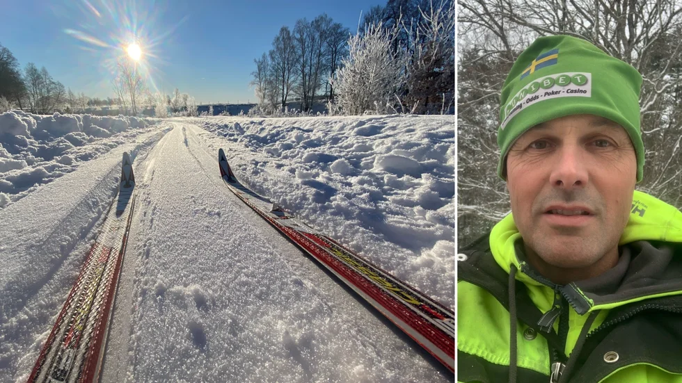 Eldsjälen Fredrik Ström fixar skidspåren i Örsundsbro.