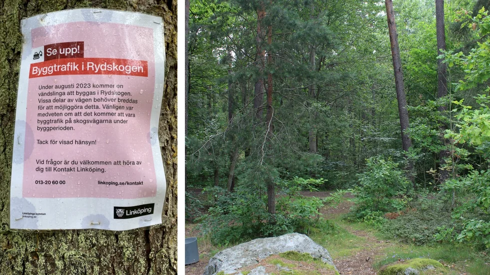 På grund av omfattande angrepp från granbarkborrar byggs nu en vändplats för större fordon i Rydskogen.