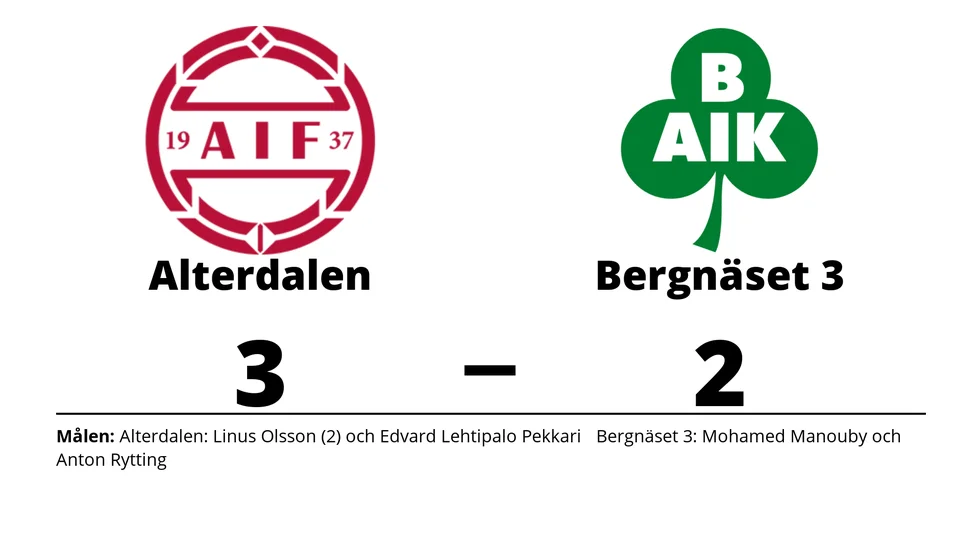 Alterdalens IF vann mot Bergnäsets AIK 3