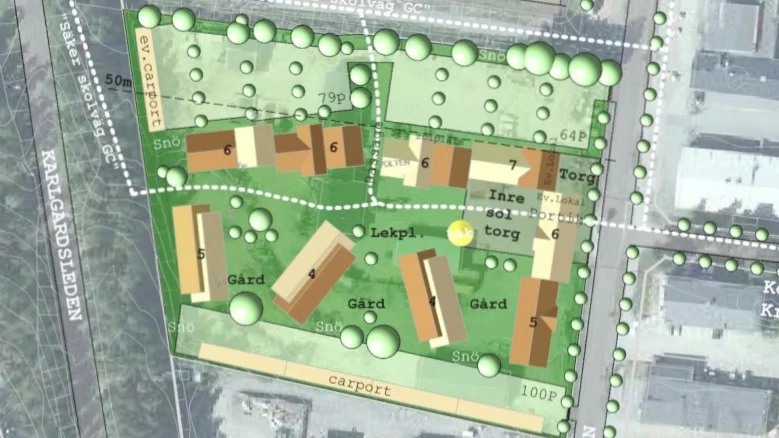 This is how the apartment blocks are proposed to be built. The number on the roof marks how many stories they can have.