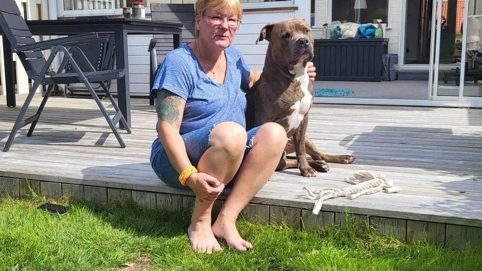"Han åt inte, gick undan och la sig och var inte alls så busig och kelig som han brukar vara. Vi kände inte igen honom", säger Mette Andersson om hunden Texas. 