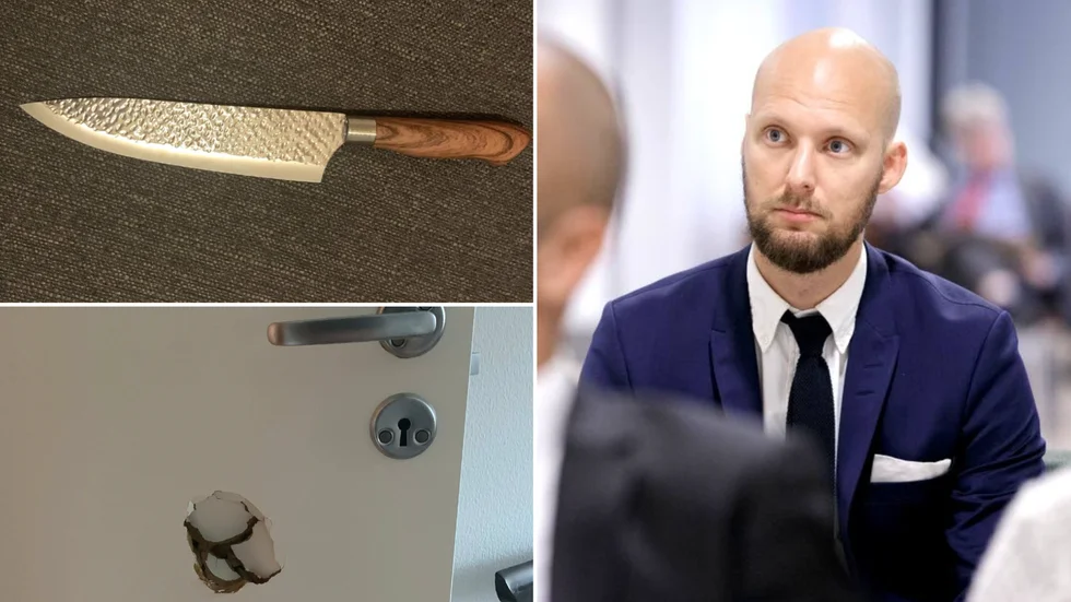 Anklagelser om döds- och knivhot, att fingrar stoppats i offrets hals – och att Skelleftebon låste in kvinnan i sovrummet. Advokat Fredrik Elveros säger att hans klient gjort vissa medgivande om händelserna den 3 augusti, men att 30-åringen förnekar såväl misshandel som olaga hot med en kniv. En dörr ska ha skadats vid dramat.