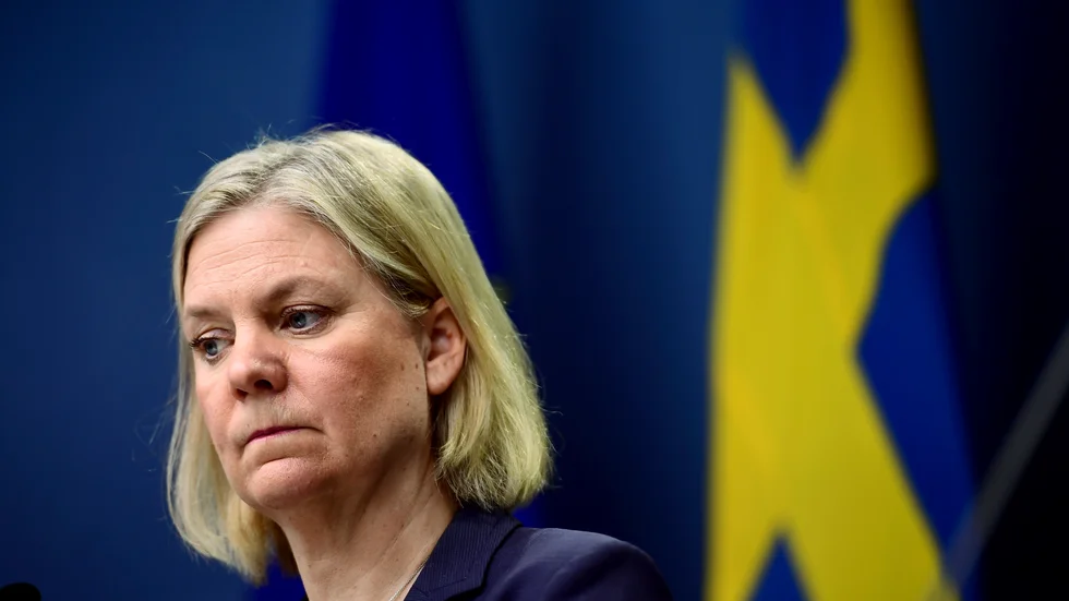 STOCKHOLM 20220224
Sstatsminister Magdalena Andersson kommenterar Rysslands attack mot Ukraina, vid en pressträff i Rosenbad.
Foto: Paul Wennerholm / TT / kod 12110