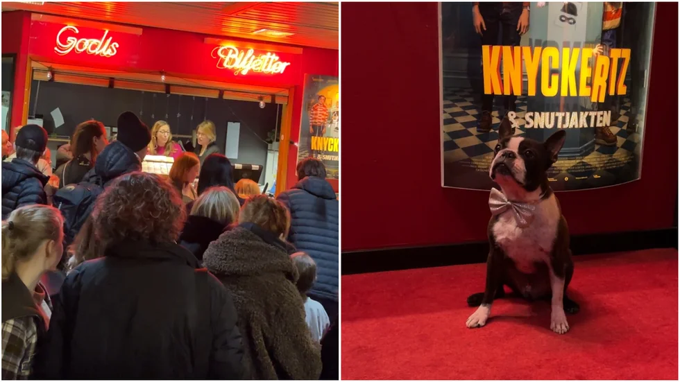 Hunden Frank spelar Snuten i "Knyckertz och tjuvjakten" som hade premiär i Luleå under lördagen.