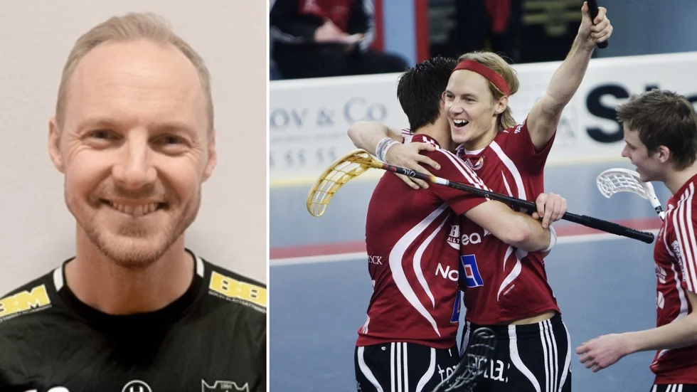 Gabriel Oredsson spelade bandy som ung men lockades över till innebandyn som han vägrar att sluta med trots att han hunnit fylla 41 år. Bilden till höger togs för 16 år sedan efter ett mål för Storvreta.