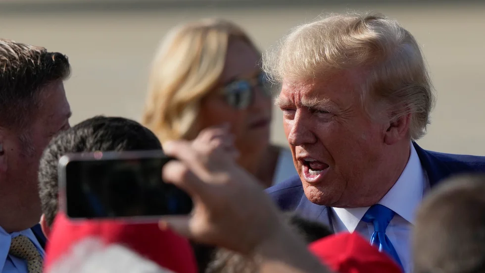 USA:s tidigare president Donald Trump i New Orleans i tisdags.