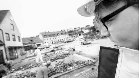 Bas. Georg Arnevi vid Nybergs entreprenad är platschef för ombyggnaden av Stora torget i Visby innerstad.