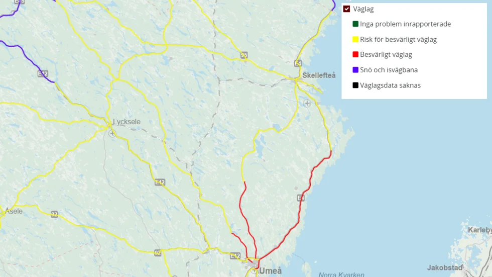 Väglaget på torsdagsmorgonen. 