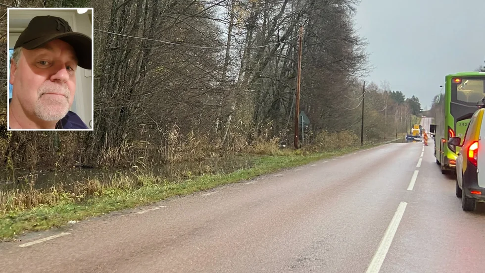 Hans Lönn bor ett par kilometer norr om sankmarken Fatburen som på nytt svämmat över, vilket orsakar förseningar i trafiken.