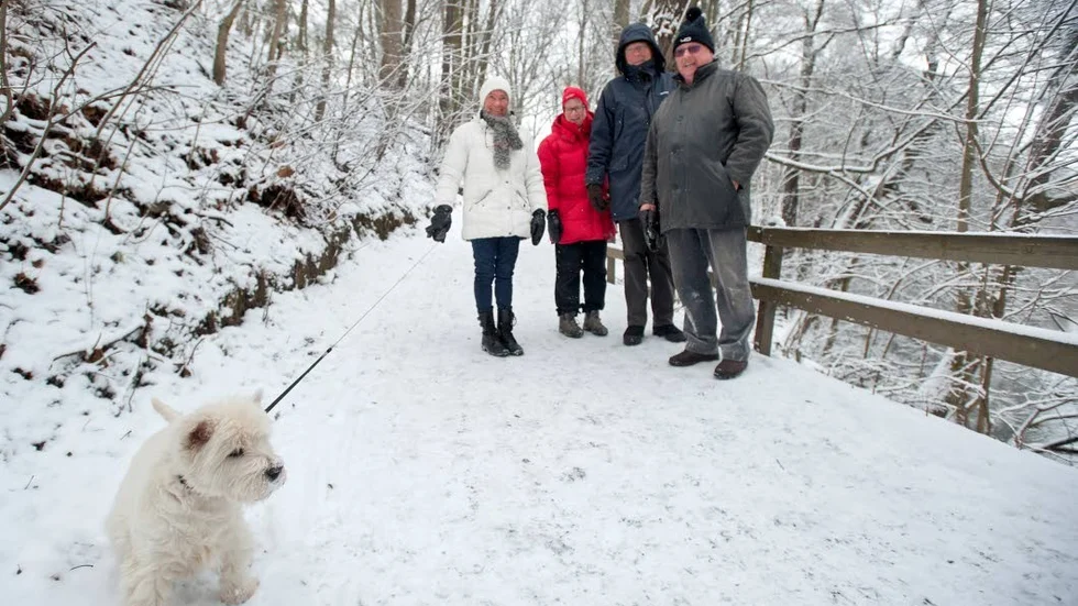 På väg längs Åbackarna är här inte bara Oliver (närmast kameran) utan också Ingrid Sallmén Eriksson, Annika och Björn Ramstedt samt Hans Eriksson.