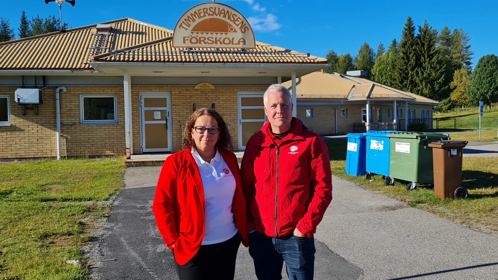 Anna Lundberg (S) och Linus Sköld (S) vill att alla barn ska ha rätt till fritids och förskola och lovar att arbeta för att slopa avgifterna så snart som möjligt.