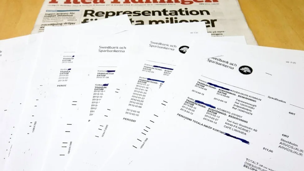 Specifikationer för förre kommunchefens kontokort.