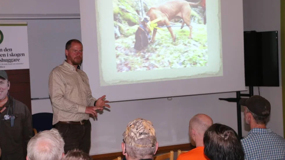 Kenneth Schulze är specialist på eftersök och genomför årligen 150-200 eftersök. Han använder helst två hundar. En bayersk viltspårhund med nosen i backen och en gråhund som kan vara lös och ställa viltet.