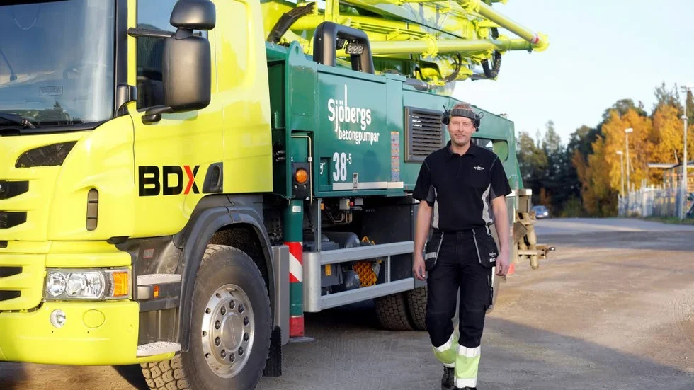 Sjöbergs åkeri med vd Per Sjöberg har utfört flera arbeten med betongpumpbilar i vindkraftsparken.