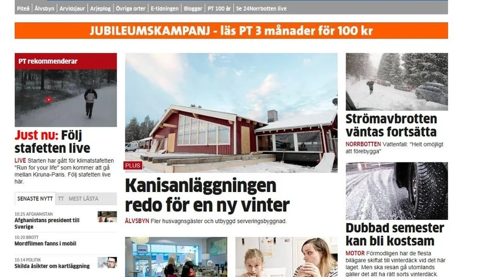 Piteå-Tidningens webbsida är i dag av modernaste snitt.