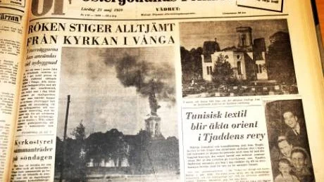 I Östergötlands Folkblad från 1959 beskrivs när Vånga kyrka brann för 50 år sedan.