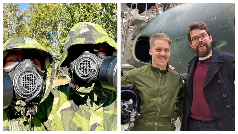 Per Wallin och Mattis Bergwall från Krigshistoriepodden besökte Enköping för sin kommande Tv-serie.