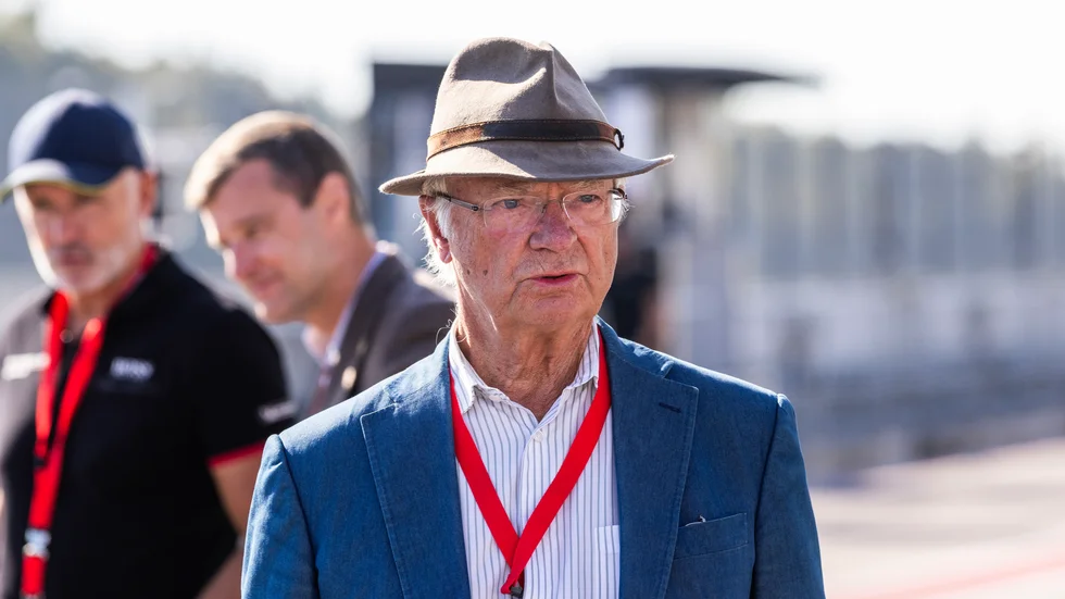Kung Carl XVI Gustaf på Mantorp Park.