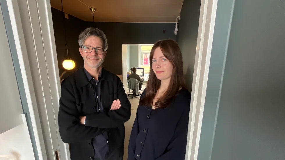 Marko Määttä och Ebba Söderquist Määttä i Astorys nya lokaler i Gamla stan. 
