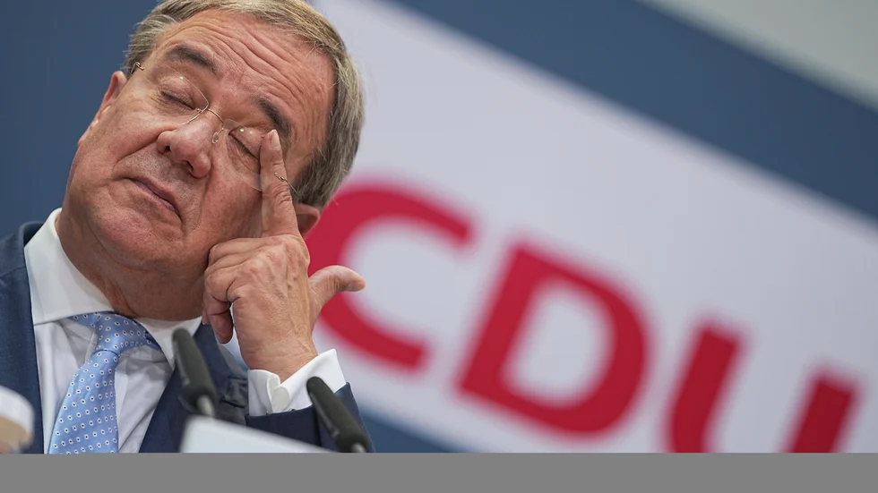 Armin Laschet. Bild från presskonferens i måndags.