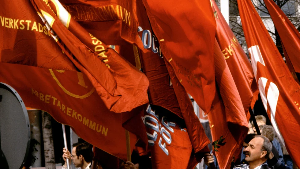 Arkivbild från förstamajdemonstration på 1970 talet.
