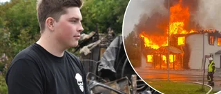 Patrik vaknade av att blixten slog ner: ”Allt jag kunde tänka på var att få ut min lillasyster” • Se filmen från branden här
