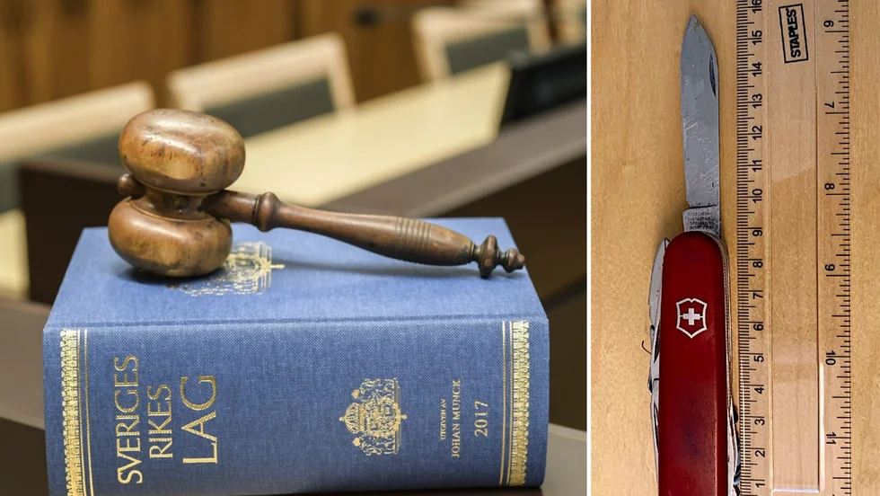  Det var en kniv av den här modellen mannen hade på sig när han visiterades. Mannen nekar till brott mot knivlagen. Tingsrätten har avslagit hans begäran om en offentlig försvarare.
