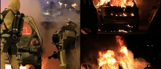 Kraftig bilbrand på parkering 