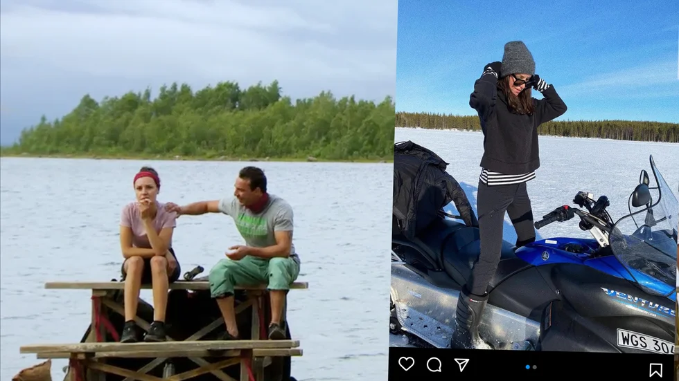 Olivia Baldwin hade en tuff start på "Robinson", vilket syntes i premiäravsnittet (till vänster), men i början av månaden återvände hon till Norrbotten för en betydligt trevligare upplevelse.