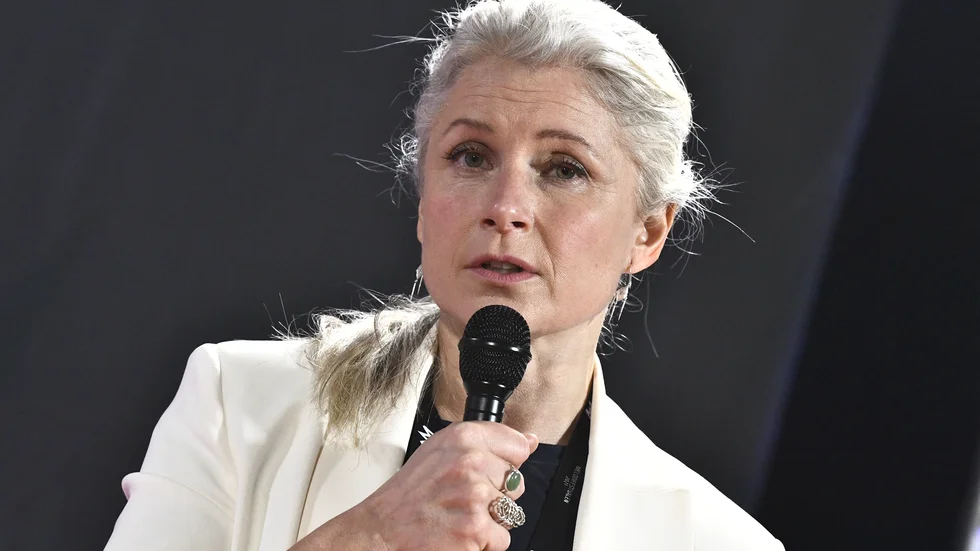 Anette Brattström, projektledare för Melodifestivalen, fick ta emot frågor om teknikstrulet på presskonferensen efter finalen. Arkivbild.