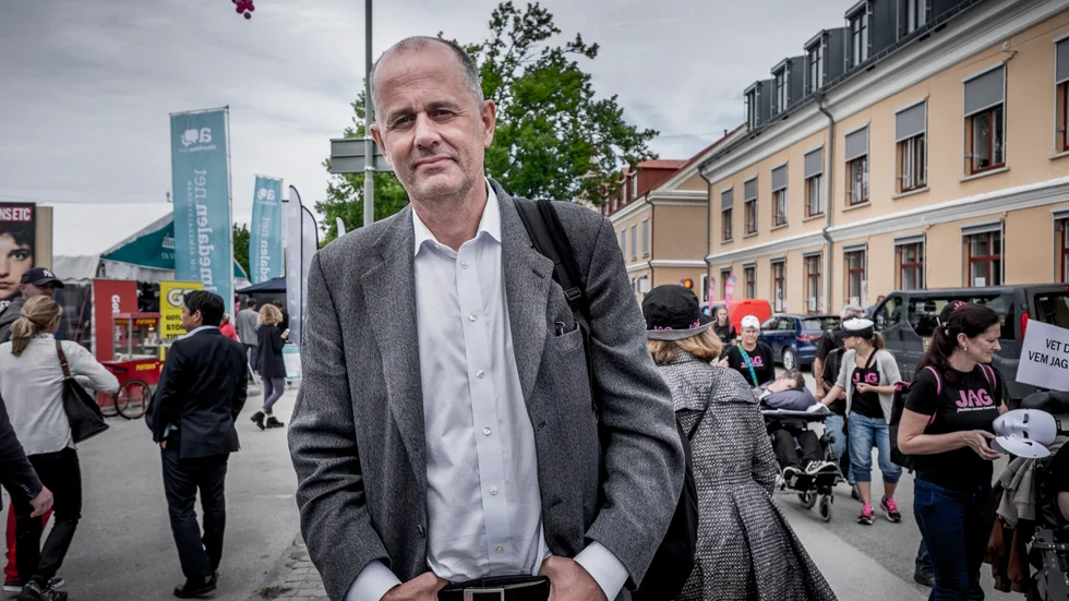 Peter Norman på plats under Almedalsveckan. Här som finansmarknadsminister 2014.