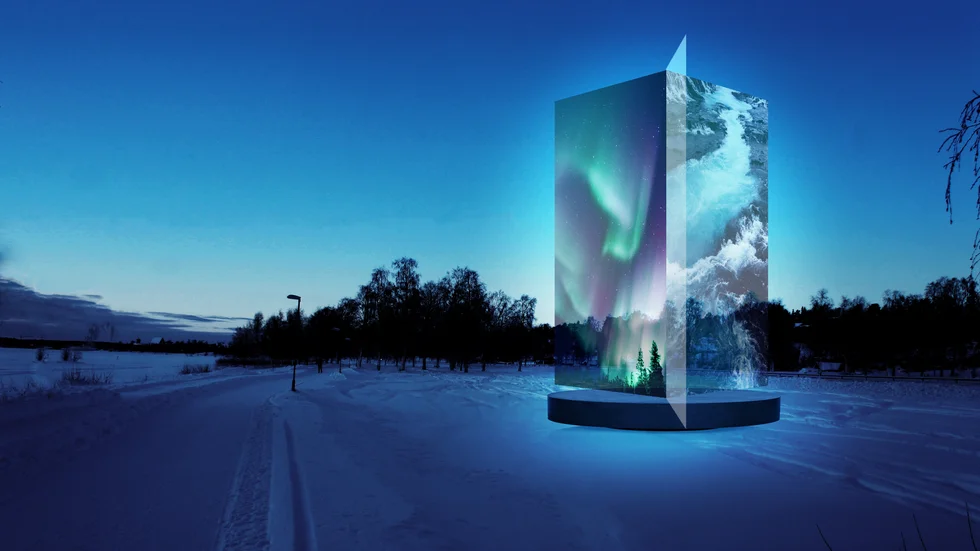 En roterande skulptur där norrbottniska naturfilmer projiceras på glas är Andreas R Anderssons förslag till offentlig konst i Kalix.