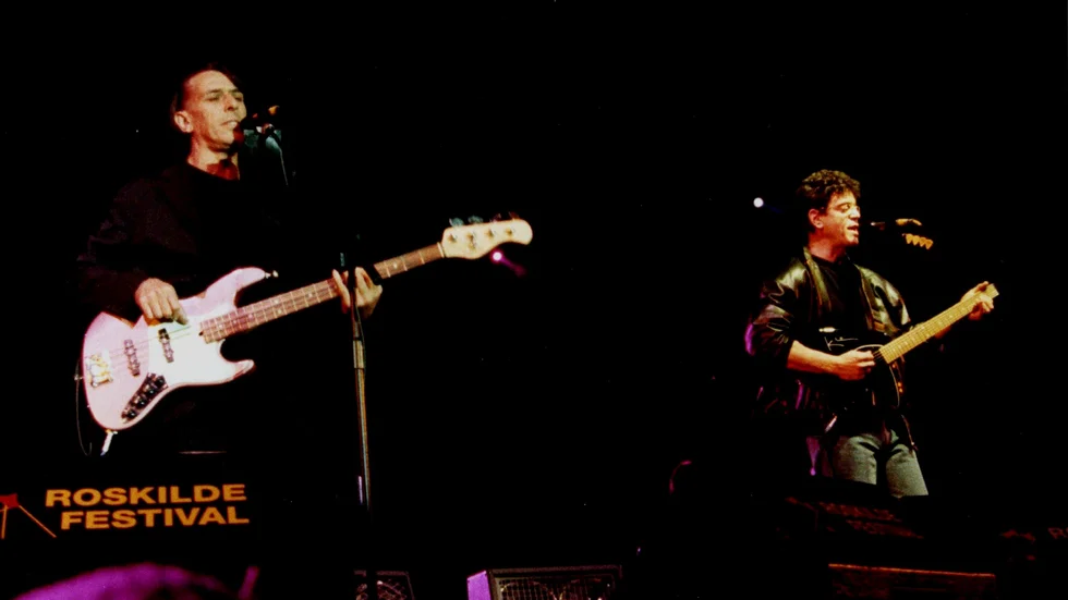 The Velvet Underground på Roskildefestivalen 1993. Lou Reed (till höger) och John Cale. Arkivbild.