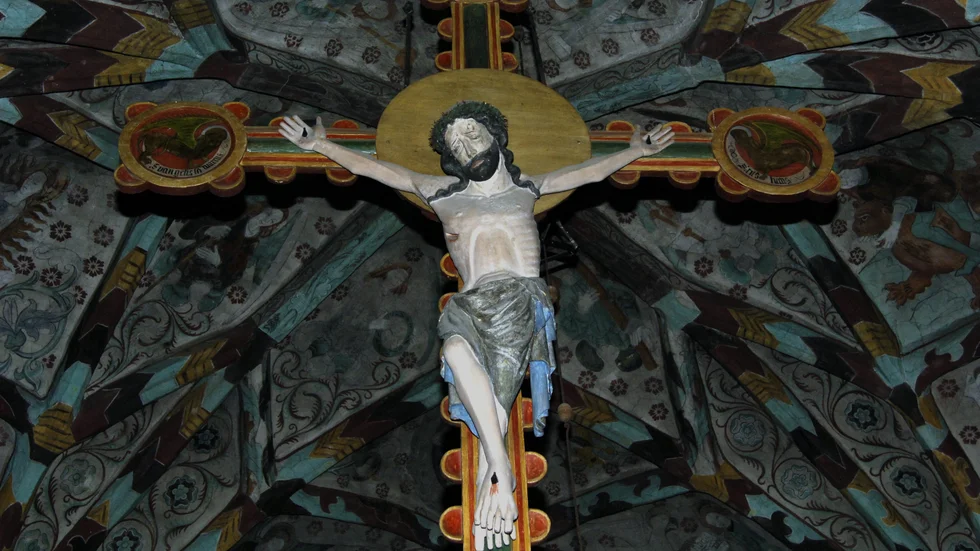 Jesus på korset i Härkeberga Kyrka i Uppland. 