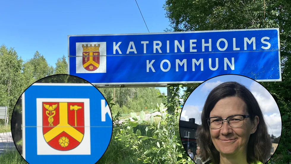 Skyltarna som visar att man kör in i Katrineholms kommun ser olika ut. På vissa saknas murkronan ovanpå stadsvapnet. Cathrine Andersson, trafikingenjör på kommunen, vill nu att alla skyltar förses med murkronor.