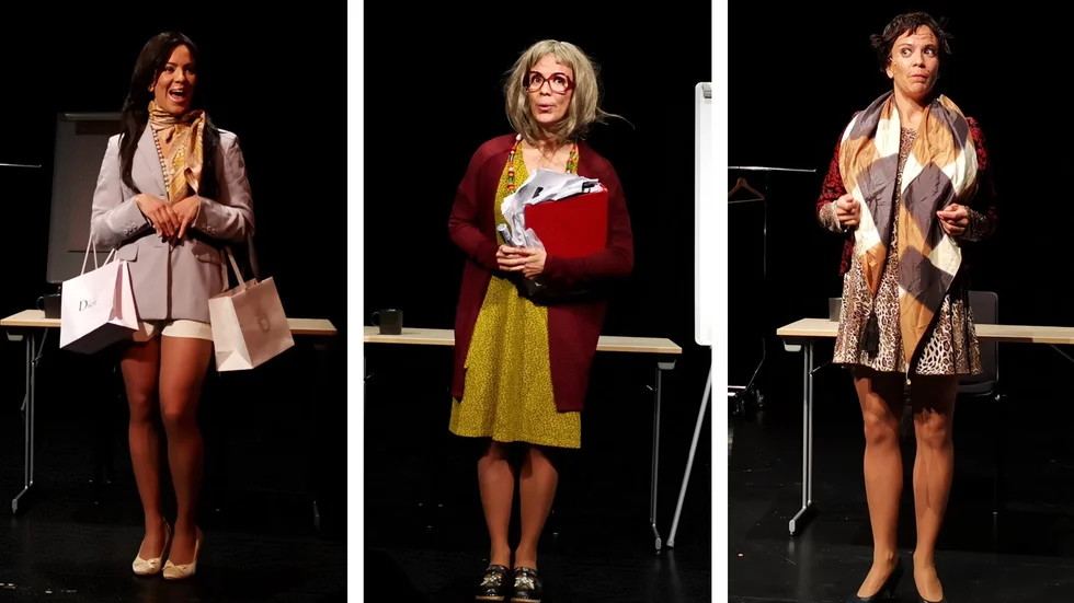 Influencern Filippa von Sère, specialpedagogen Eva Gunjansdotter och sexterapeuten Yolanda del Toro, allihopa spelade av Johanna Lazcano.