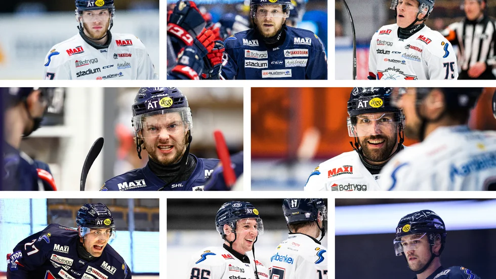 De i övre och undre raden lämnar LHC: Niko Ojamäki, Jaakko Rissanen, Patrik Lundh, Dan Pettersson, Tyler Morley och Filip Berglund. De i mitten, Andrew Gordon och Jonas Holös, gör det troligen.